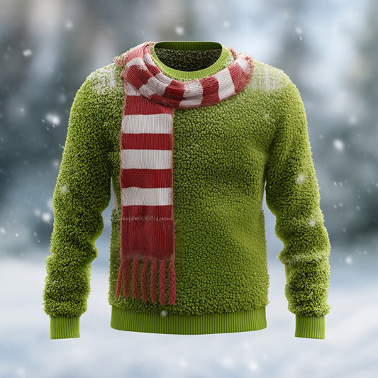 Comstylish Men's Christmas Plush Warm Crew Neck Pullover