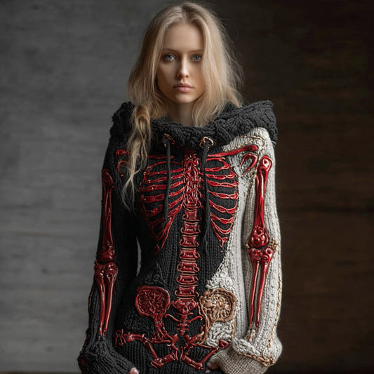 Halloween Anatomy Art Black And White Hooded Sweater artswardrobe