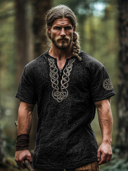 Men's Vintage Viking Celtic Knot Art Linen Shirt artswardrobe