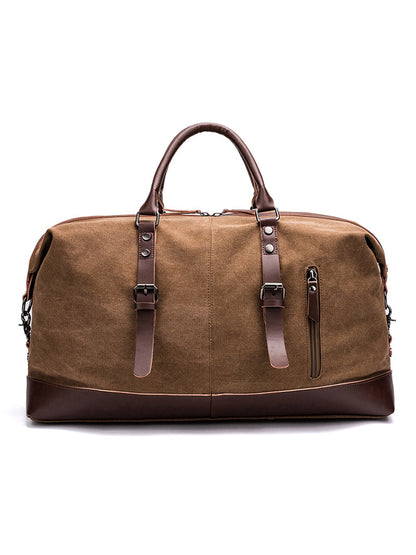 Vintage Washed Canvas Leather Patchwork Bag artswardrobe