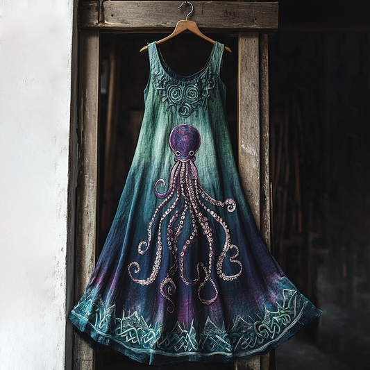 Vintage Viking Cthulu Celtic Gradient Art Linen Tank Dress artswardrobe