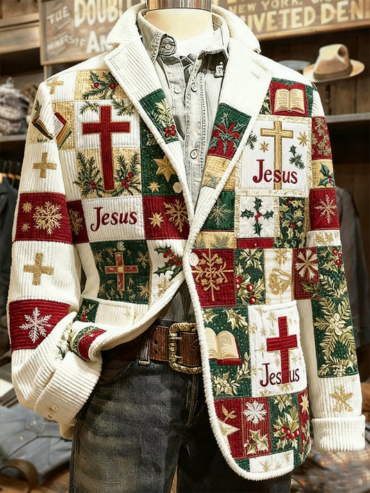 Men'S Casual Printed Suit Jacket 