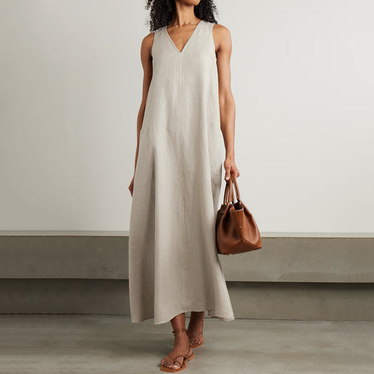 Women's Simple Solid Color Sleeveless Dress artswardrobe