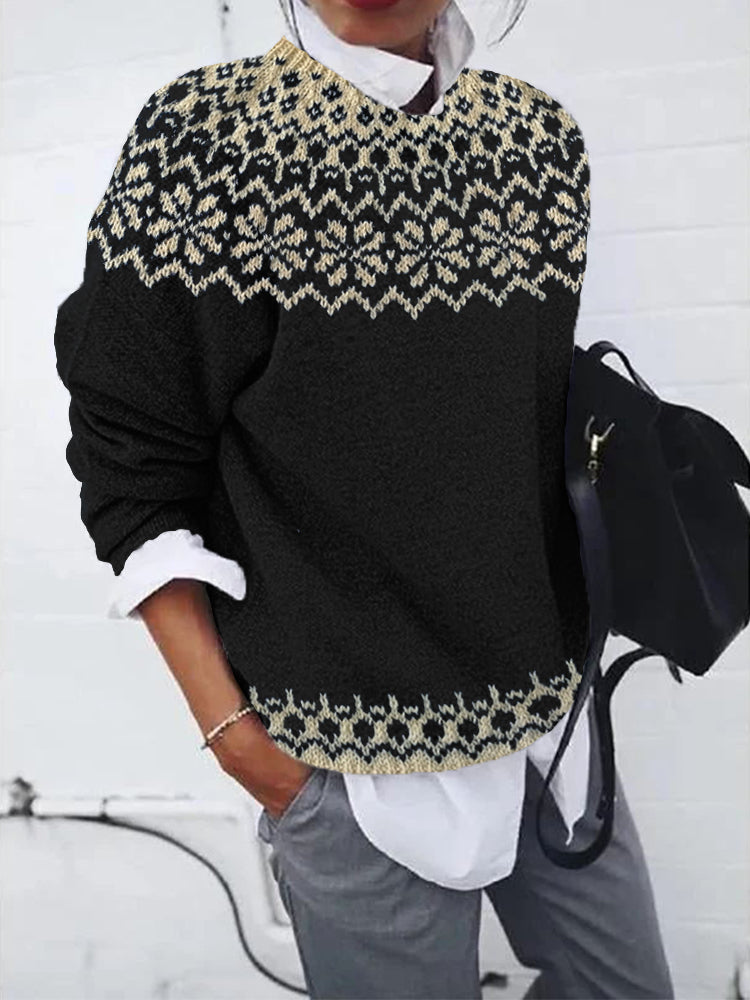 Vintage Jacquard Cozy Knit Icelandic Sweater elevenforest