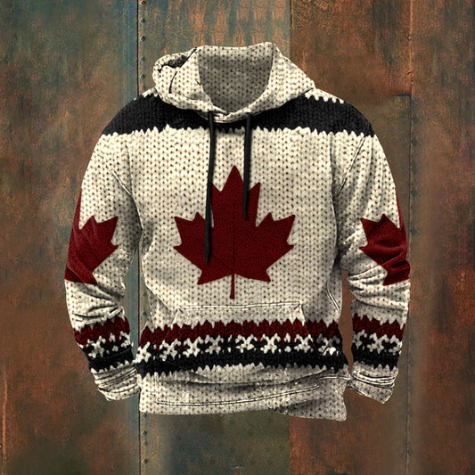 Men's Vintage Canada Maple Leaf Casual Hoodie elevenforest