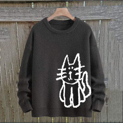 Women's Cat Knitted Art Cozy Sweater elevenforest
