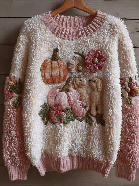 Comstylish Thanksgiving Dog Pumpkin Splicing Warm Sweater