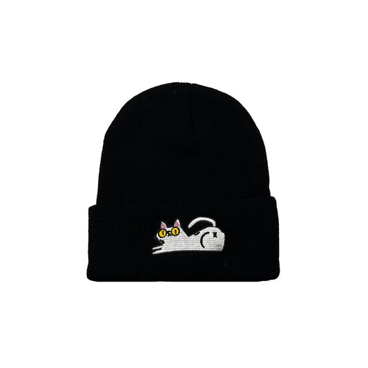 Cute Lazy Cat Embroidered Warm Knitted Hat elevenforest