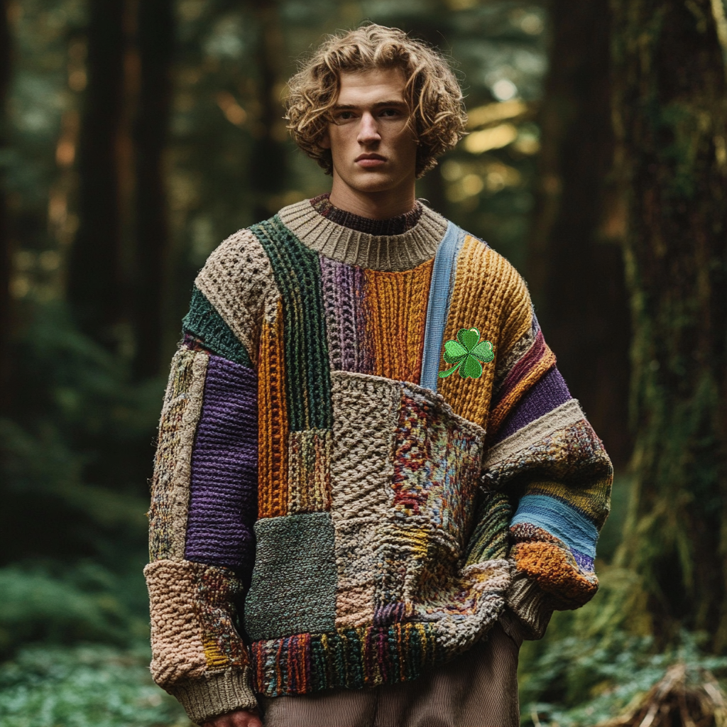 Vintage Classic Kyle Color Block Chunky Cable Cozy Sweater artswardrobe