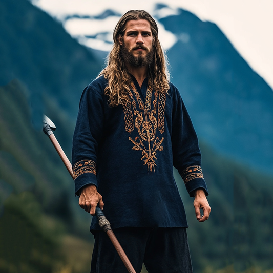 Men's Vintage Viking Urnes Style Cotton And Linen Tunic artswardrobe