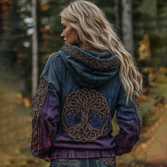 Women's Viking Celtic Knot Tree Of Life Graphic Comfort Warm Hoodie artswardrobe