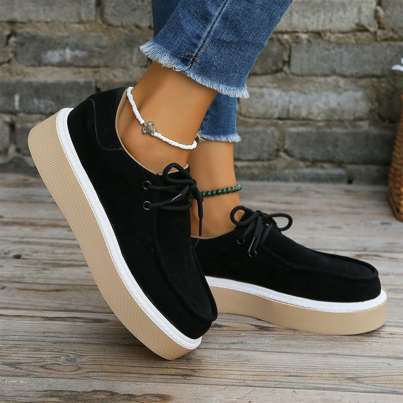 JO | Womens Lace-Up Flats with Thick Sole Sneakers