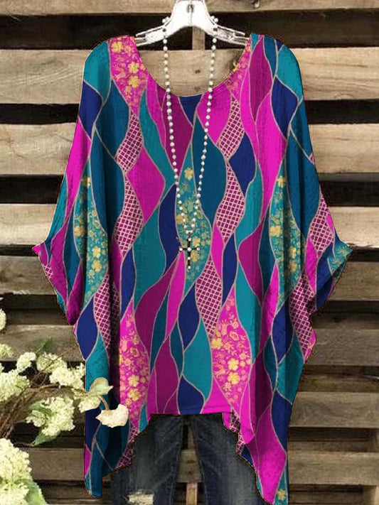 Women's Abstract Colorful Watercolor Candle Print Top