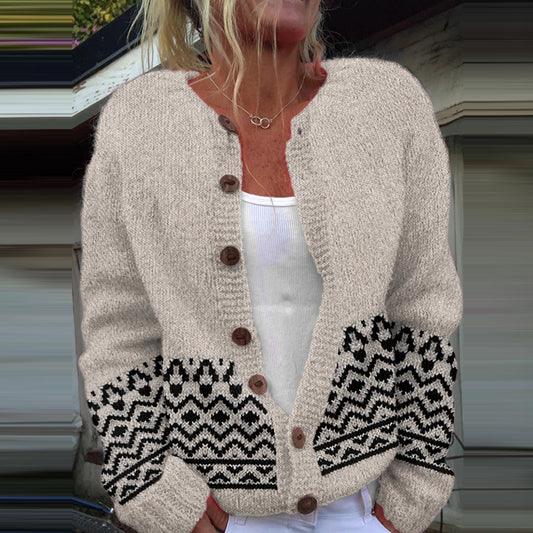 Vintage Ethnic Graphic Knitted Cozy Sweater Cardigan artswardrobe