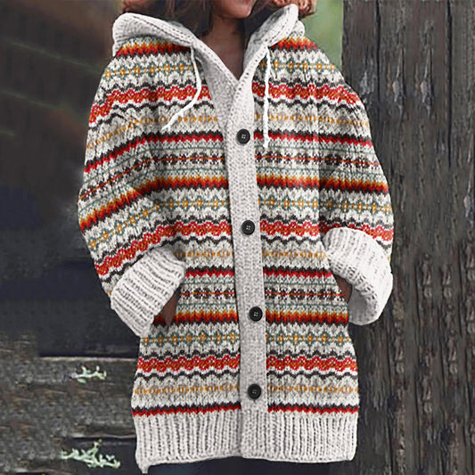 Vintage Icelandic Ethnic Floral Knitted Warm Cardigan Sweater artswardrobe