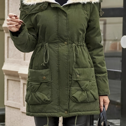 JO | Warm faux fur jacket with zipper and drawstring at the waist