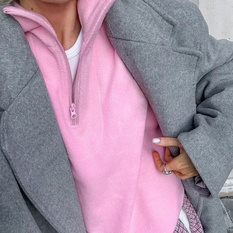 JO | Fleece pullover with half zipper