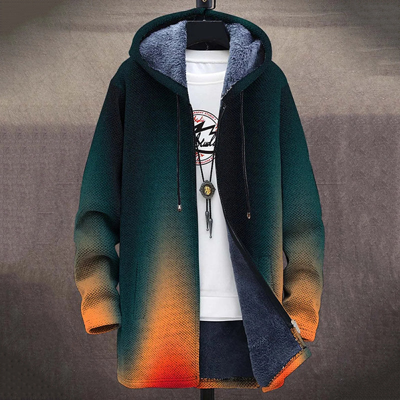 Artistic Gradient Plush Thick Long-Sleeved Sweater Coat artswardrobe