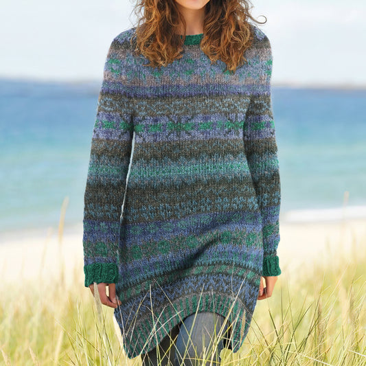 Vintage Fairman Island Knit Jacquard Contrast Sweater Midi Dress elevenforest