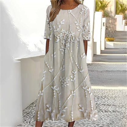 Classy Floral Lace Embroidered Linen Maxi Dress artswardrobe
