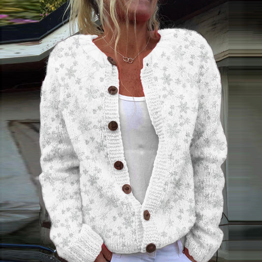 Vintage Snowflake Jacquard Women's Knitted Sweater artswardrobe