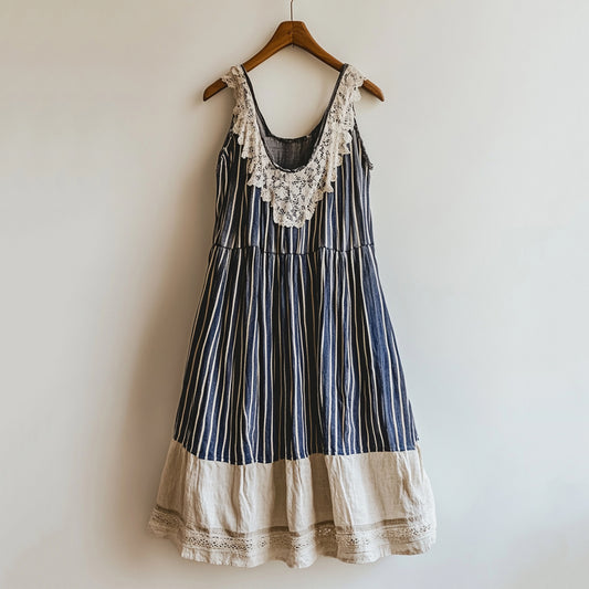 Retro Bohemian Striped Casual Dress artswardrobe