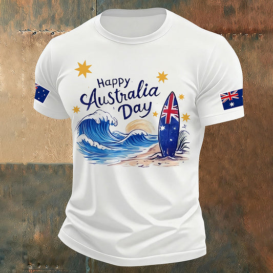 Happy Australia Day! Printed Men's Short-sleeve T-shirt elevenforest