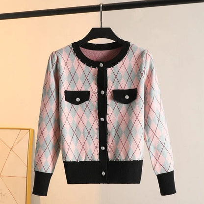 JO | MW Vintage diamond check knit sweater