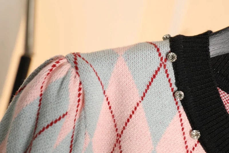 JO | MW Vintage diamond check knit sweater