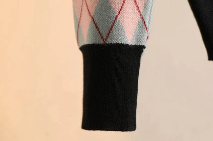 JO | MW Vintage diamond check knit sweater
