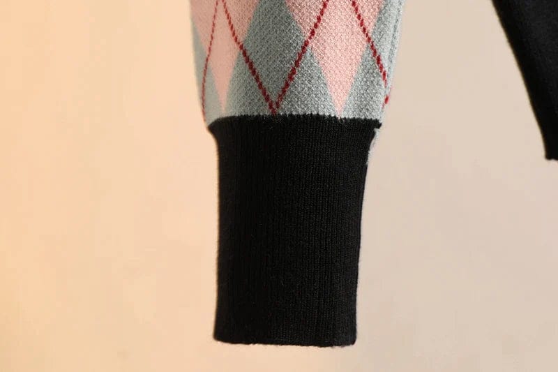 JO | MW Vintage diamond check knit sweater