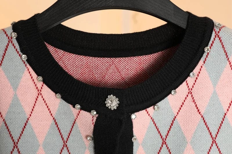 JO | MW Vintage diamond check knit sweater