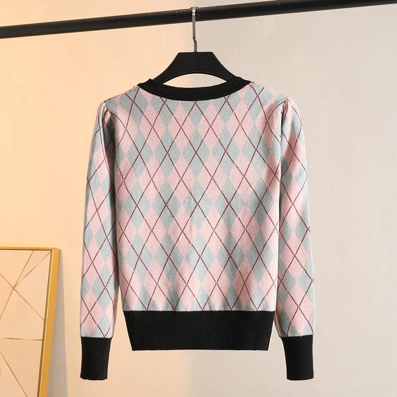 JO | MW Vintage diamond check knit sweater