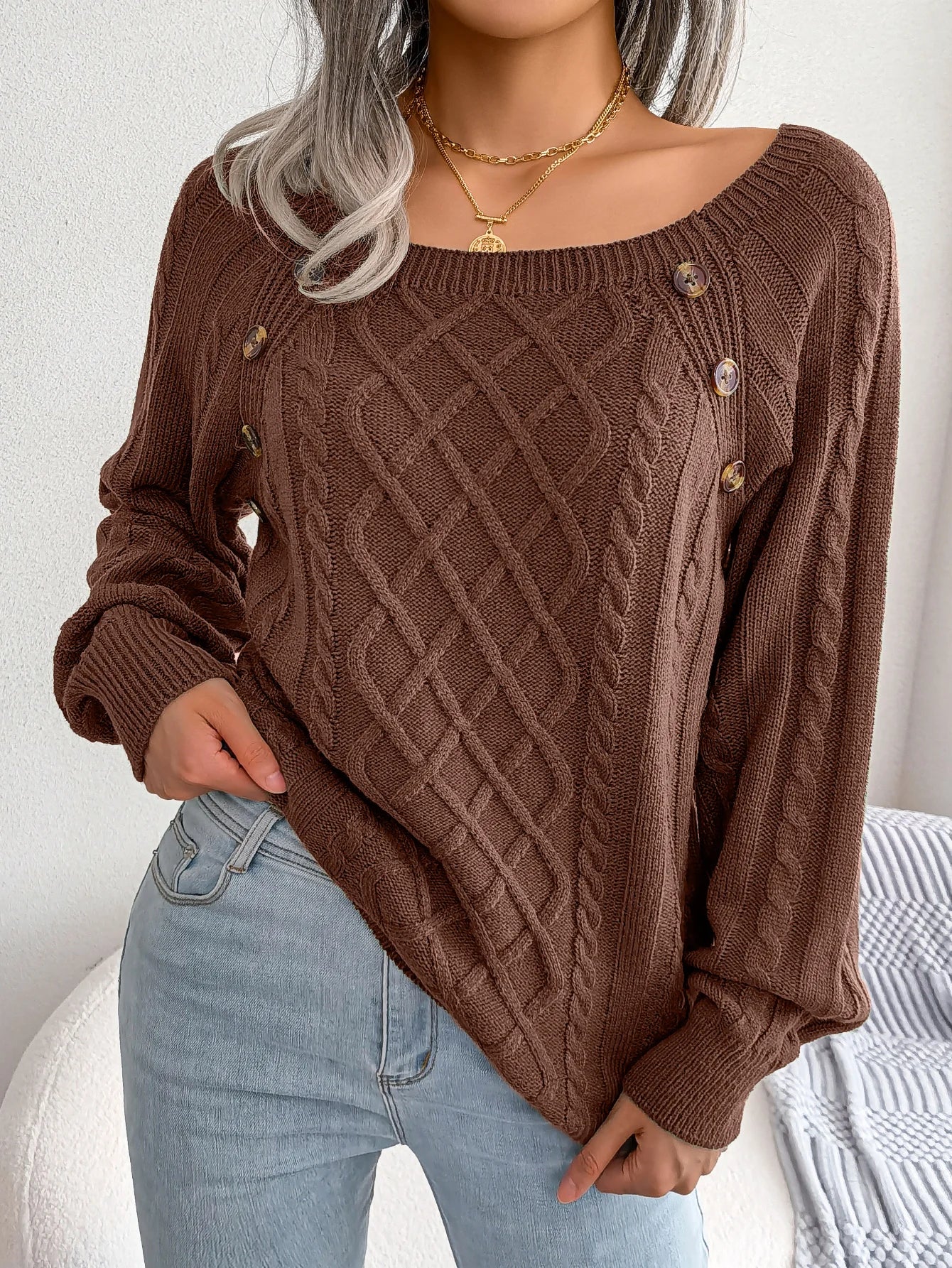 JO | MW - Stylish cable knit sweater