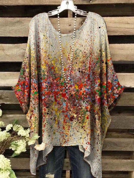 Women's Abstract Ink Art Print Top