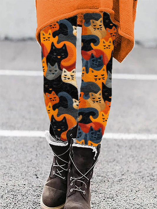 Comstylish Wool Felted Cute Cat Cozy Leggings