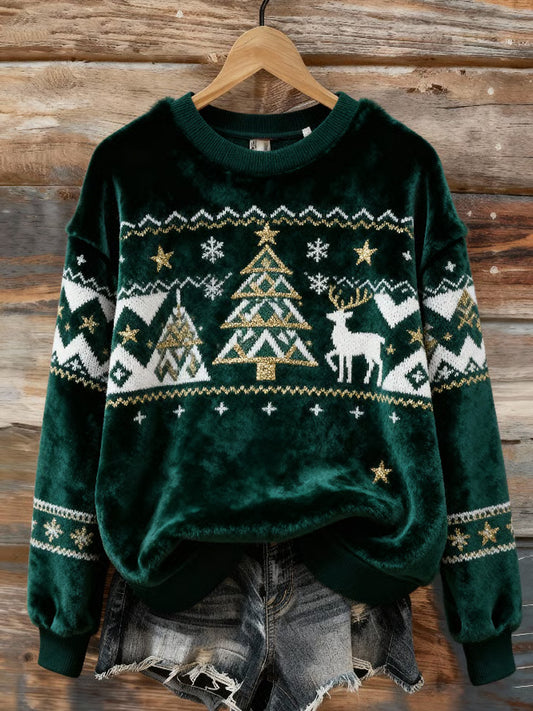 Comstylish Women's Casual Christmas Print Sweatshirt