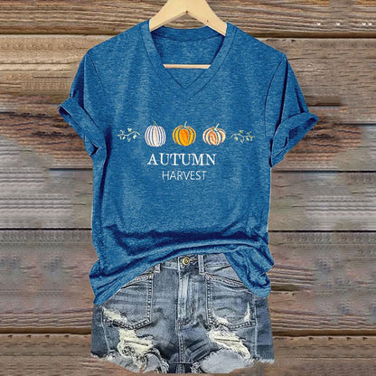 Women's Pumpkin Print Casual T-Shirt artswardrobe