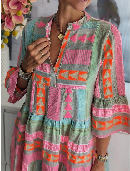 KS | Printed dress with V-neckline