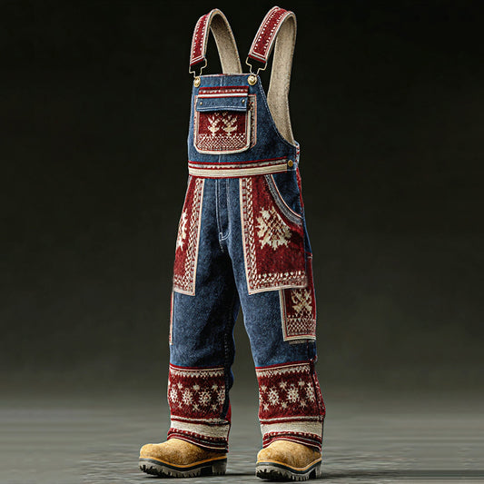 Comstylish Men's Retro Christmas Color Bound Jumpsuit