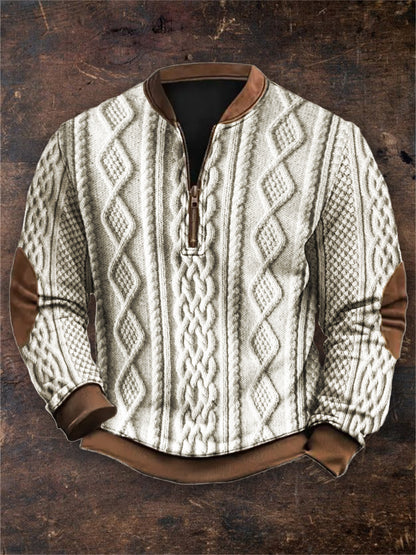 Men's Vintage Viking Cable Knit Zip Up Sweatshirt elevenforest