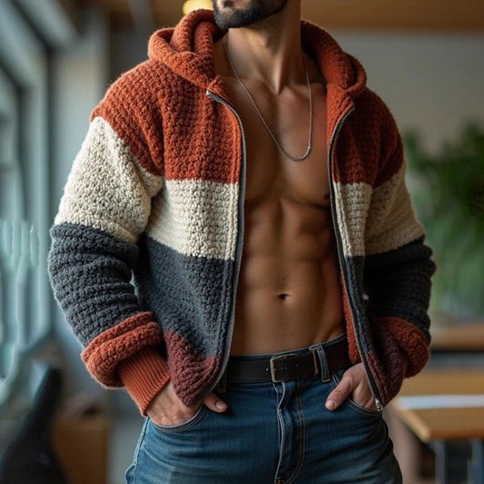 Urban Fashion Splicing Men'S Cardigan Sweater elevenforest