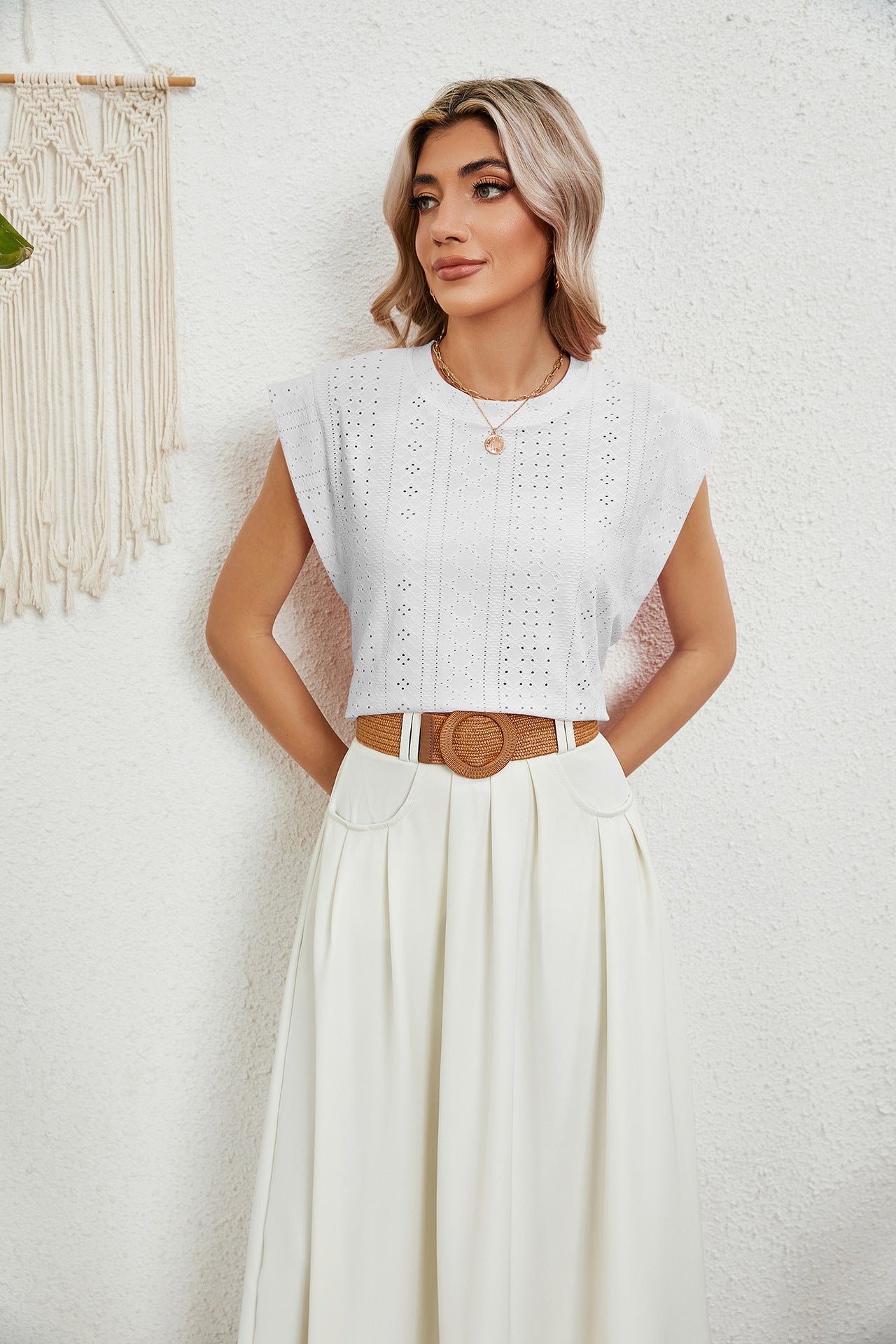 JO | Gilet d'été T-shirt à manches courtes creuses