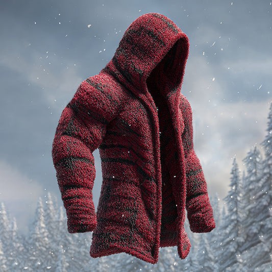 Comstylish Men's Christmas Themed Plush Printed Zip Up Hoodie