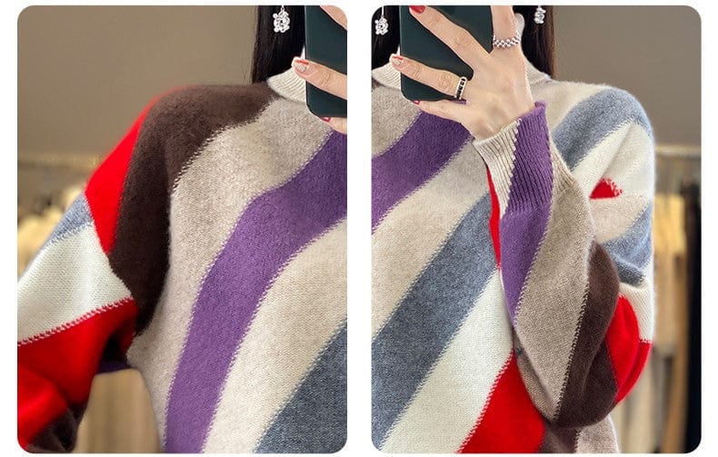 JO | Contrast color turtleneck sweater 2024