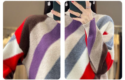 JO | Contrast color turtleneck sweater 2024
