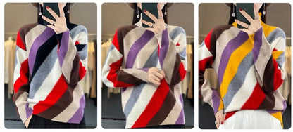 JO | Contrast color turtleneck sweater 2024