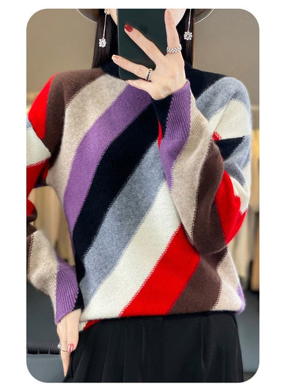 JO | Contrast color turtleneck sweater 2024