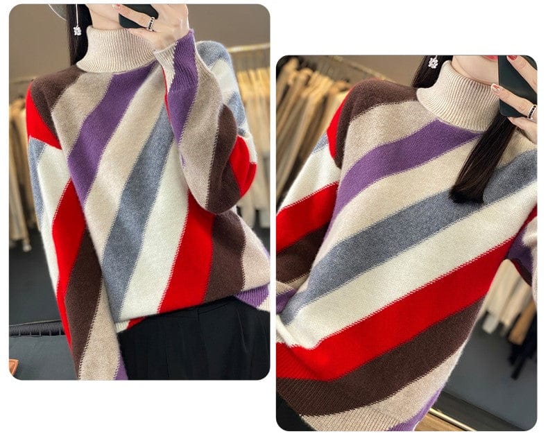 JO | Contrast color turtleneck sweater 2024