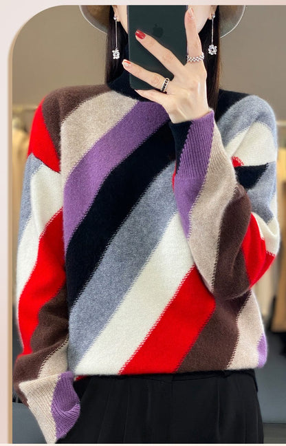 JO | Contrast color turtleneck sweater 2024
